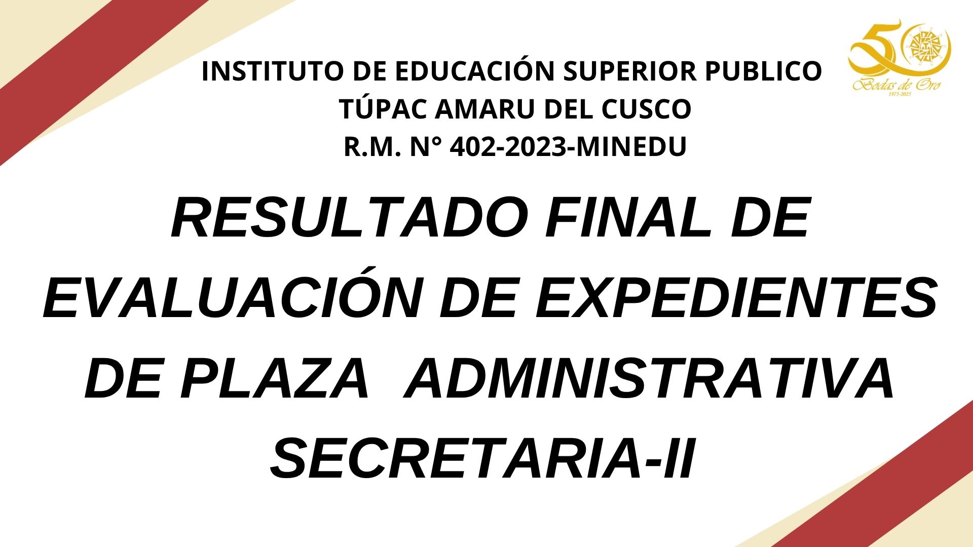 Resultados finales del proceos de contrata de docente